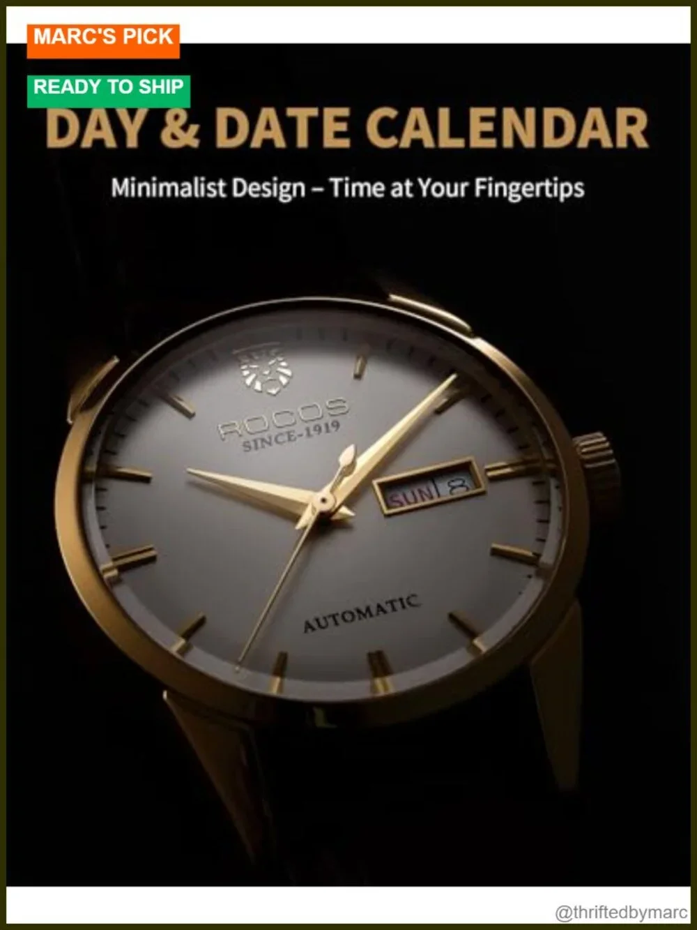 Men's Automatic Mechanical Watch Golden Luxury Classic Retro Day-Date Brown